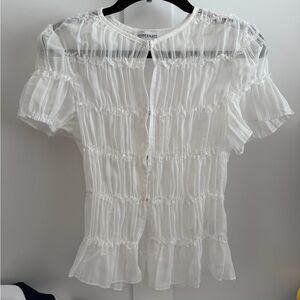 Peppermayo Sheer White Ruffle Blouse